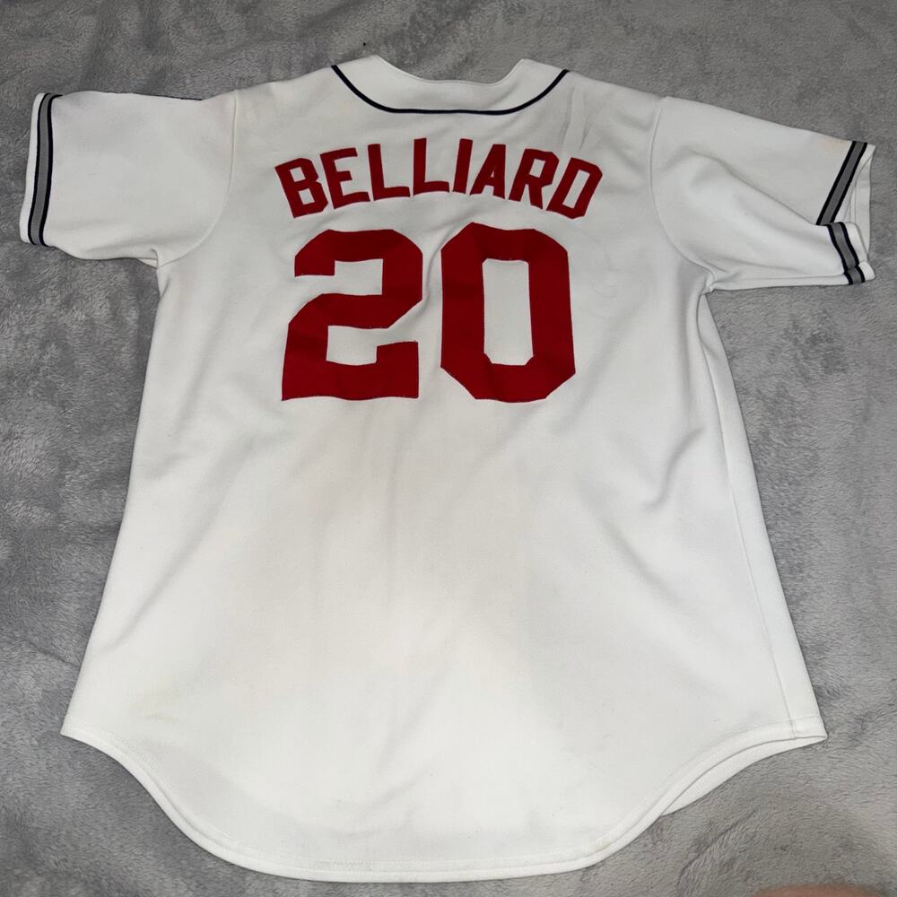 Cleveland Indians Belliard #20 Majestic Jersey Mens M White Home MLB - Picture 7 of 10